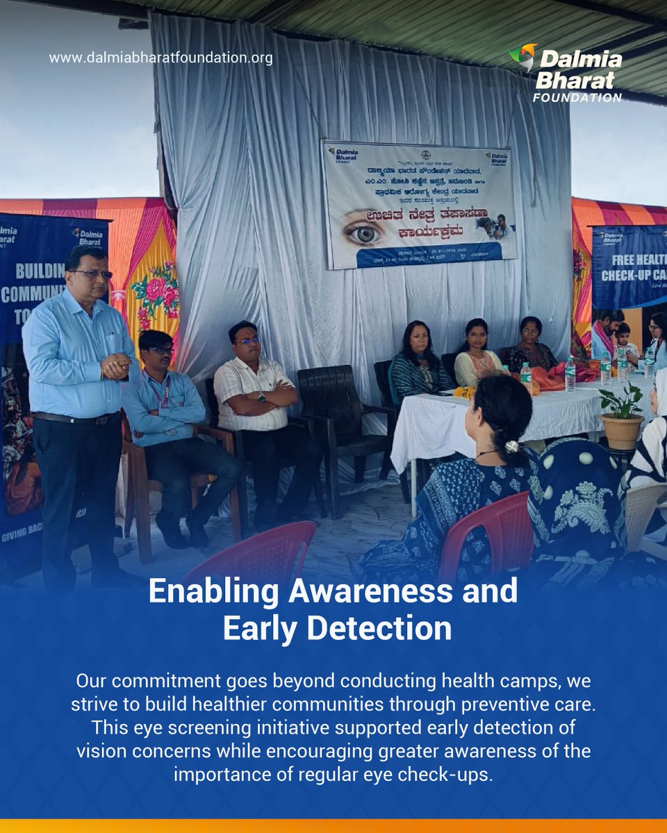 Dalmia_DBF's tweet photo. Dalmia Bharat Foundation, Belgaum, partnered with PHC Yadwad and MM Joshi Hospital to host a Free Eye Check-up Camp. 145 beneficiaries received eye screenings and consultations. Swipe through to see highlights, led by our dedicated leadership and medical teams. 
#healthcareforall https://t.co/NJ5EJBBXAc