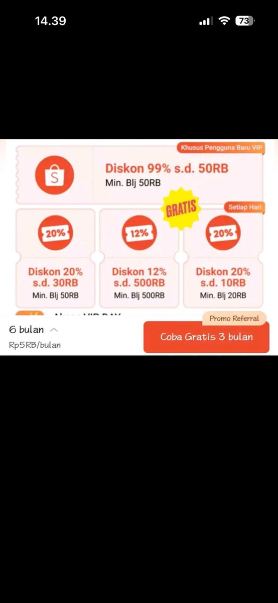 babiipol2's tweet photo. VIP GRATIS 3 BULAN!!!

✅ Voucher 99% 50k
✅ Point Coffee 1p
✅ Roti'o 1p
 Buruan klaim Shopee VIP Gratis 3 Bulan di sini👇🏻

https://t.co/A86WBILBgZ https://t.co/N5iTVJlgbb