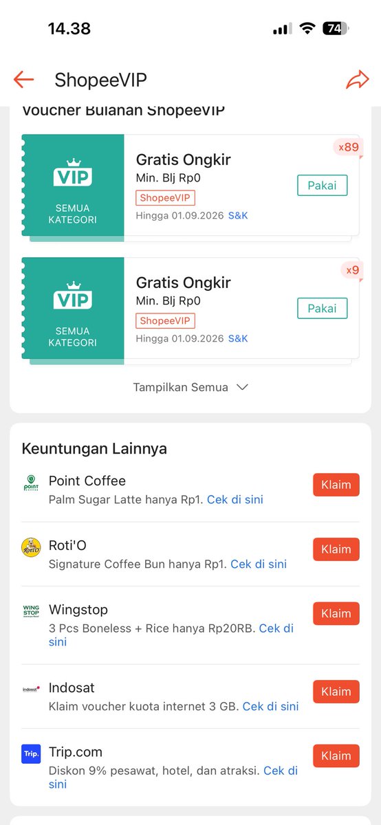 babiipol2's tweet photo. VIP GRATIS 3 BULAN!!!

✅ Voucher 99% 50k
✅ Point Coffee 1p
✅ Roti'o 1p
 Buruan klaim Shopee VIP Gratis 3 Bulan di sini👇🏻

https://t.co/A86WBILBgZ https://t.co/DpzFbCs1ol