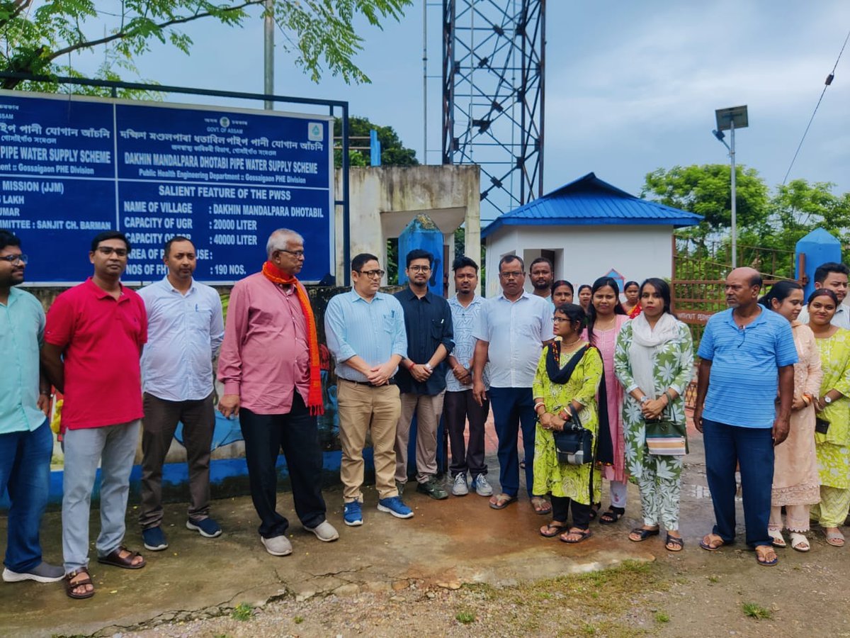 JJM_Assam's tweet photo. #JJMUpdate | Accompanied by officials from the division, Shri Ashis Majumder, NWE, NJJM, visited 10 completed and ongoing PWSSs under Gossaigaon division on 3 August and interacted with WUCs, beneficiaries, and other stakeholders to review the schemes' progress and functioning. https://t.co/tX9umPJX8H