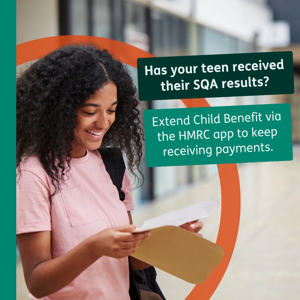 HMRCgovuk's tweet photo. Has your child recently received their #SQA results?
If they’re staying in education or training next year, you’ll need to update your Child Benefit claim on the HMRC app or online by 31 August.
Don’t miss out on up to £1,406 a year. 💷
Find out more. ⬇️
https://t.co/g5tCedWInk
#SQAResults #ResultsDay