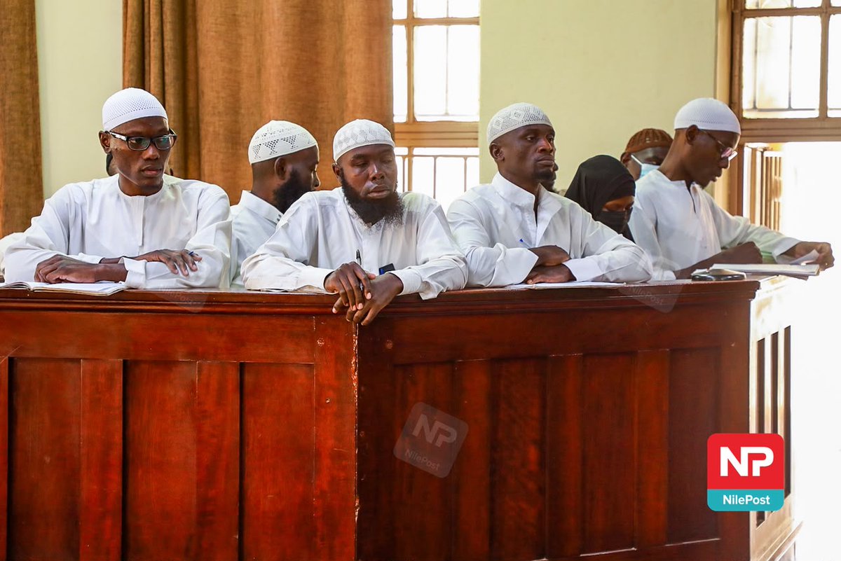 Fireliglntfi's tweet photo. The nine convicts including; Yusuf Lubega, Mahad Kisalita, Ismail Bukenya, Abubaker Kyewokya, Hassan Wasswa, Abbas Musa Buwembo, Hussein Kato Miiro, Hajjara Nakandi and Muzamir Ssali are currently  in the dock at the  High Court Criminal Division.

@francis_isano  

#NBSUpdates https://t.co/wsBb68xr3g