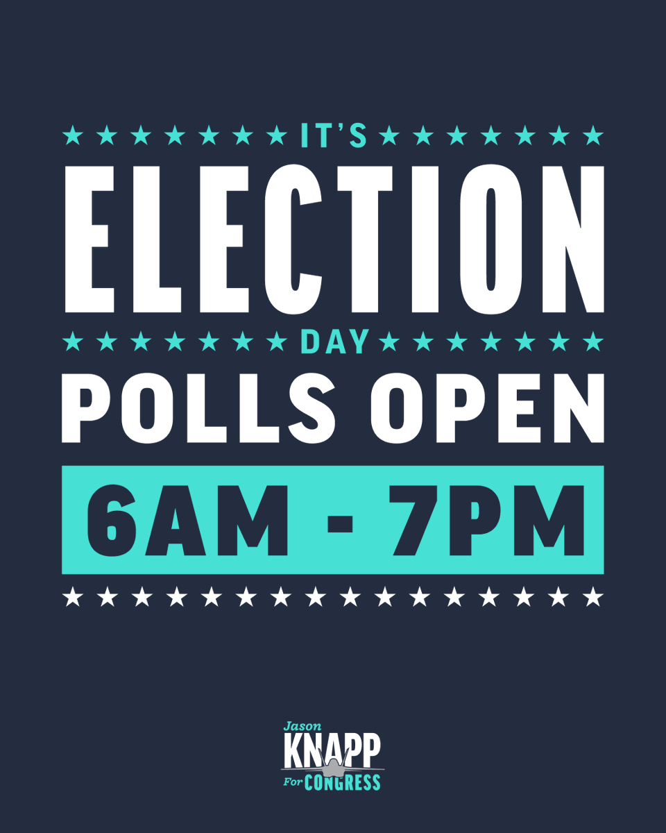 Knapp_4Congress's tweet photo. Polls for Virginia's First Congressional District Democratic primary open at 6 AM sharp! 🗳️

Make your voice heard and vote for Jason Knapp for Congress. Your vote matters in shaping the future for real change and accountability.

#VA01 #VoteJasonKnapp #DemocraticPrimary #GOTV #Virginia