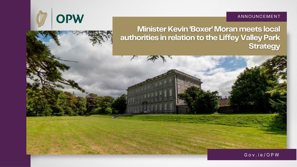 opwireland's tweet photo. Minister Kevin 'Boxer' Moran met local councils on July 30th to discuss progress on the Liffey Valley Park Strategy, enhancing recreation, biodiversity, and tourism.  For more information visit: https://t.co/W1zDa4U4rb https://t.co/ibaIvNo3Gd
