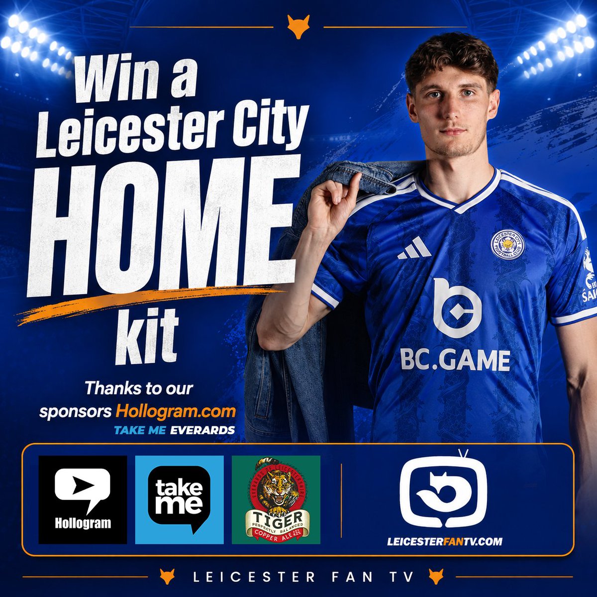 LeicesterFanTV's tweet photo. WIN a NEW Leicester City HOME shirt, thanks to our pals @HollogramLTD as well as prizes from @TakeMeGroup and Everards
To enter for free simply LIKE this post and click on this link: https://t.co/kmVYV9E4Qq
#LCFC #LeicesterCity #LeicesterCityFC #Hollogram #TakeMe #Everards https://t.co/MLSkT7jZ8f
