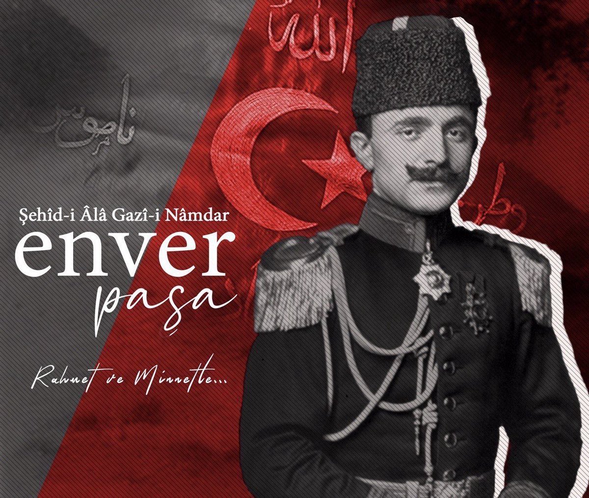 alpaslanbegg's tweet photo. Hayatını kaybetmedi, şehit oldu.

“Ümit güneşimiz sönmüş, karanlıklar içinde kalmıştık. Yer gök ağlıyor... Kaybolan sadece bir insan değil, milyonlarca Türk’ün ümidi, istikbâli, zaferi, tarih idi!..”

Enver Paşa'nın aziz hatırasına hürmeten, ruhuna binlerce fatiha... https://t.co/cuoXKnI0w4