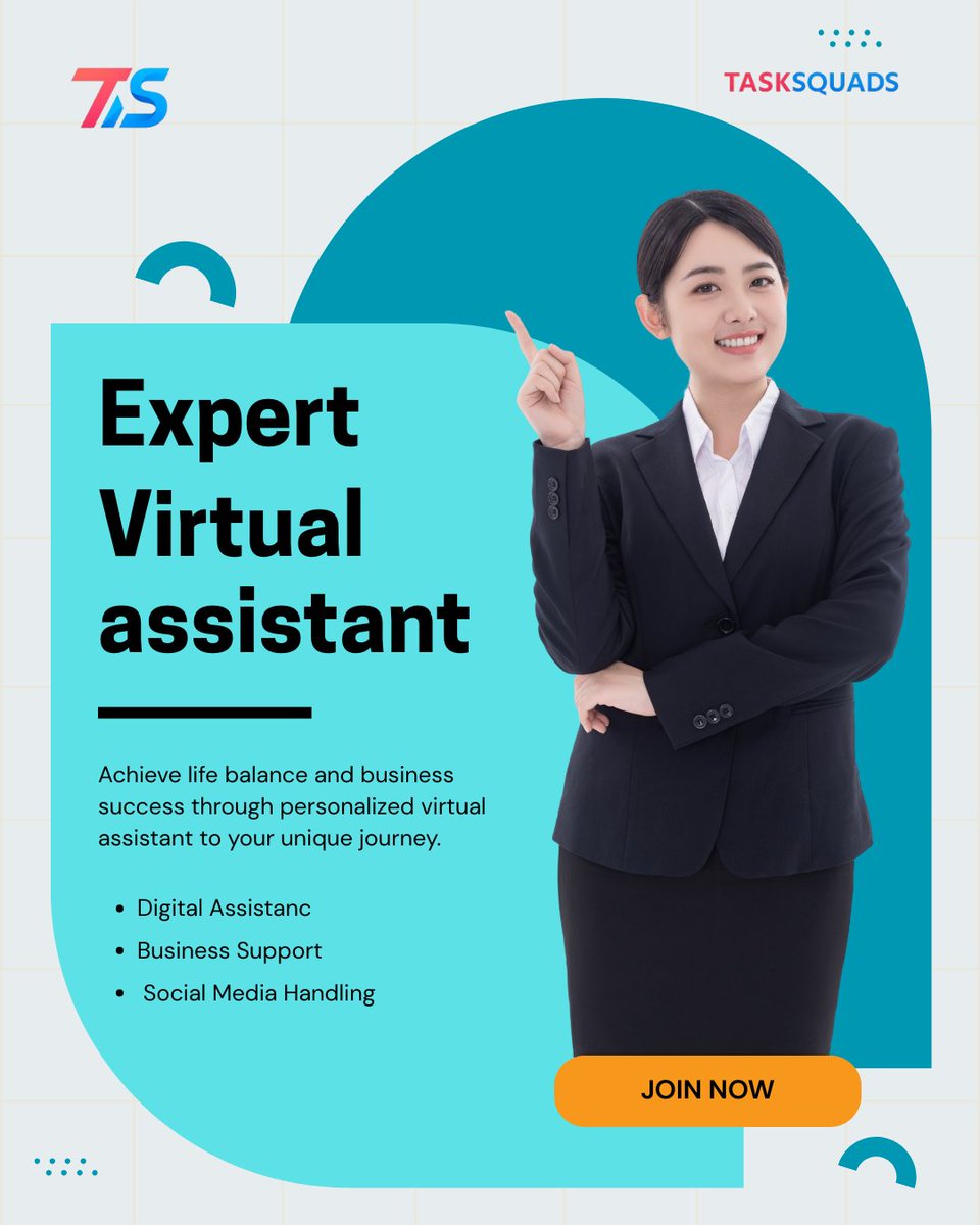 Tasksquads's tweet photo. Stop wearing every hat in your business. 🎯

Tasksquads helps startups with digital assistance, admin support &amp; social media management—so you can focus on growth. 🚀

💬 What's the first task you'd delegate to a Virtual Assistant?

#VirtualAssistant #Startup #Tasksquads https://t.co/M97GM75EJH