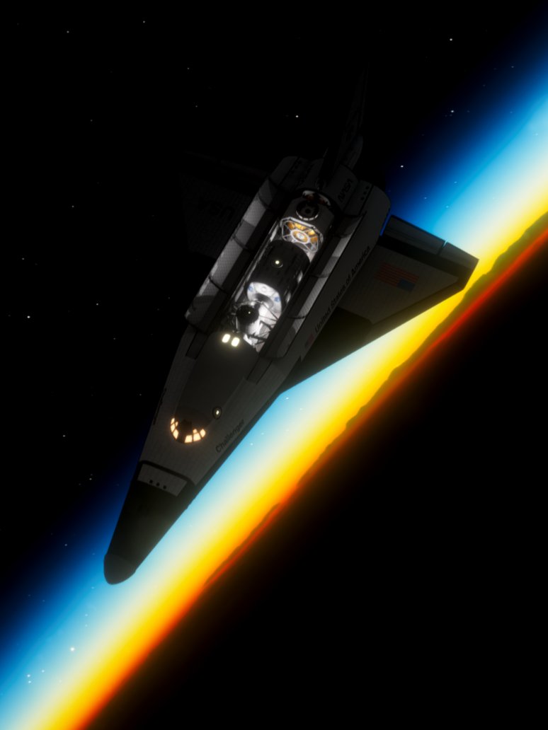 Truthful_ast's tweet photo. Space Shuttle Challenger preparing to refuel for a journey to the Moon. https://t.co/LSUti3ZY3a