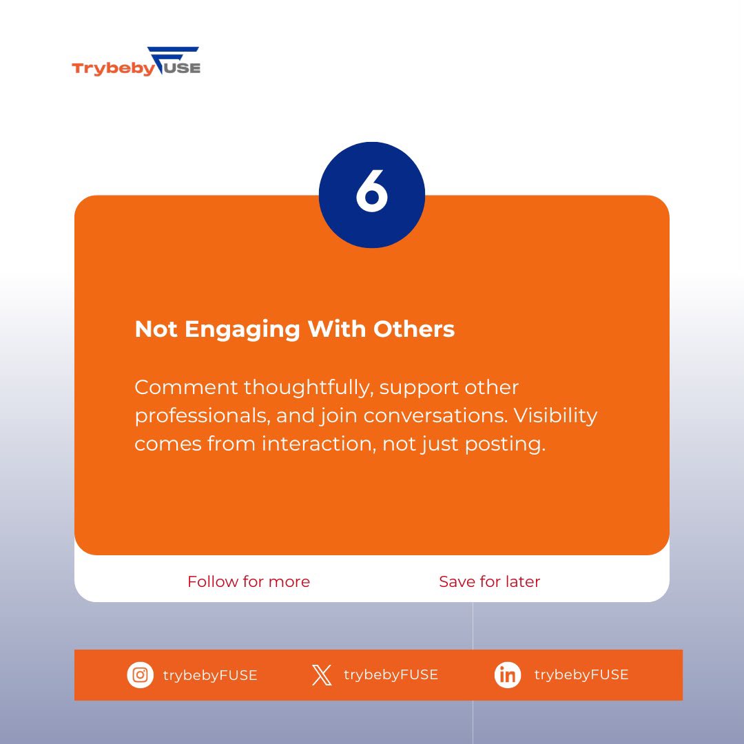 TrybebyFUSE's tweet photo. Which LinkedIn mistake do you see most often? Or which one have you been guilty of?

Tell us in the comments; we'd love to hear your thoughts! ⏬

#TrybebyFUSE https://t.co/RXBvpPYnDA