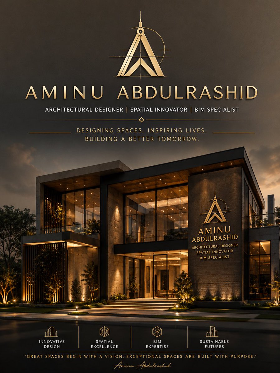 AzuLabaran's tweet photo. Designing spaces that inspire today and stand strong for tomorrow. The future is designed, not discovered, Come for your own. Arc. AA Labaran 💯 https://t.co/zPC10XbLuW