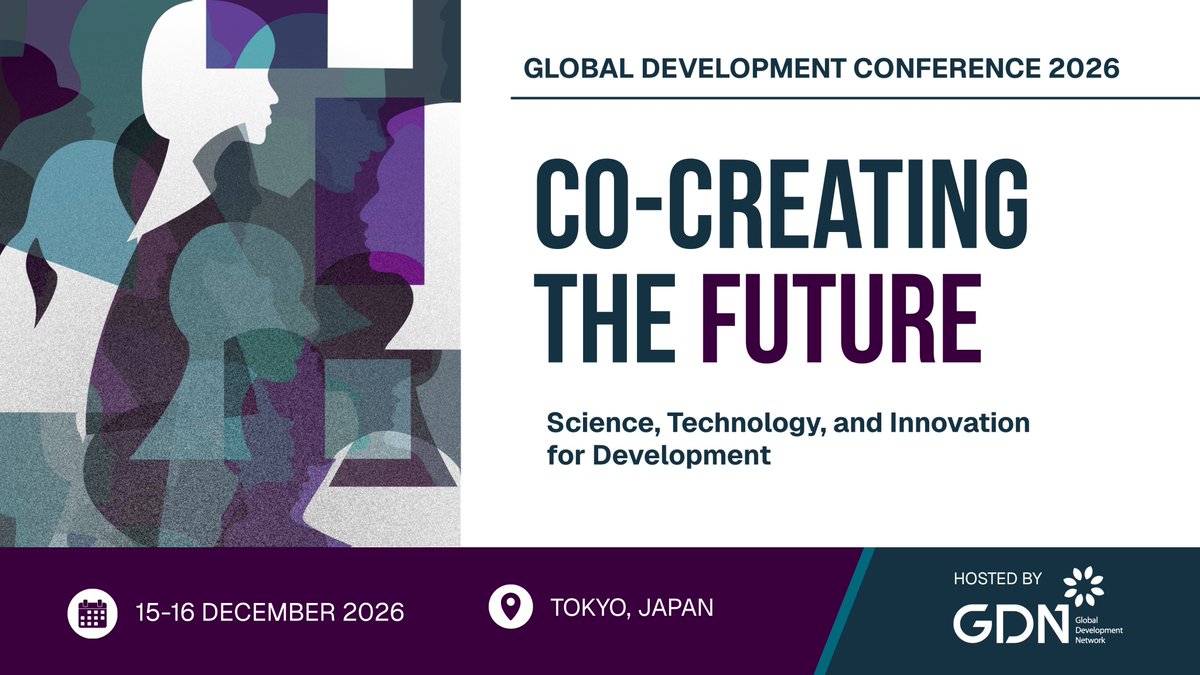 GDNint's tweet photo. ���🇵 The Global Development Conference (GDC) 2026 will be held in Tokyo, Japan.

Convened in partnership with @EUinJapan, @ADBInstitute, the @WorldBankGroup  Tokyo Development Learning Center TDLC, and @SPF_PR, the conference also marks the 25th anniversary of the Global Development Awards Competition (GDAC).

📢 The Call for Co-Creation Lab Projects is now open. Through the Co-Creation Labs, GDN grantees and alumni will work alongside experts from across sectors to refine and scale development solutions.

🤝 Organisations are also invited to partner with GDC 2026 through a range of sponsorship opportunities.

Learn more and get involved: https://t.co/63kNsUnSqO