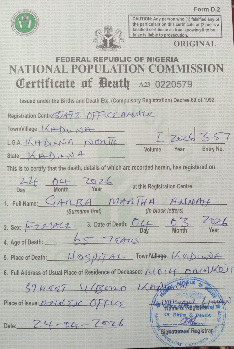JonathanOnche's tweet photo. @Better_Kaduna @ubasanius Your Excellency sir, today makes it 5 months since my dear widowed mother; Martha Annah Garba, died. She was never paid her PENSION (Pen: 200327786522) by @KadunaPensions , or savings by @access_arm since RETIREMENT in 2020, @PenComNig. Death benefits https://t.co/9MU2S8JgfB