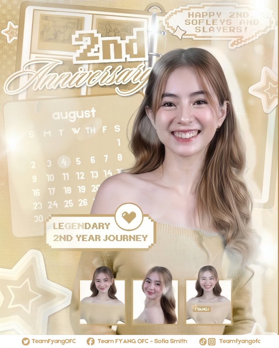TeamFyangOFC's tweet photo. 𝗦𝗘𝗖𝗢𝗡𝗗 𝗦𝗟𝗔𝗬𝗘𝗔𝗥: 𝗢𝗨𝗥 𝟮𝗡𝗗 𝗟𝗲𝗚𝗘𝗡𝗱𝗮𝗬𝗘𝗔𝗥 𝗝𝗢𝗨𝗥𝗡𝗘𝗬, 𝗧𝗢𝗚𝗘𝗧𝗛𝗘𝗥. 🥂

𝗧𝘄𝗼 𝘆𝗲𝗮𝗿𝘀 𝗮𝗴𝗼, we came together because of 𝗼𝗻𝗲 𝗴𝗶𝗿𝗹. What started as an unforgettable journey inside the 𝗣𝗕𝗕 𝗵𝗼𝘂𝘀𝗲 became the 𝗯𝗲𝗴𝗶𝗻𝗻𝗶𝗻𝗴 𝗼𝗳 𝘀𝗼𝗺𝗲𝘁𝗵𝗶𝗻𝗴 𝗳𝗮𝗿 𝗴𝗿𝗲𝗮𝘁𝗲𝗿. Fyang has continued to turn every opportunity into 𝗮 𝗺𝗶𝗹𝗲𝘀𝘁𝗼𝗻𝗲, proving that passion, resilience, and authenticity can take you far. Every project, every achievement, and every new chapter has been a testament to her 𝗴𝗿𝗼𝘄𝘁𝗵, and we've been lucky enough to witness it all from the very beginning.

Somewhere along the internet craze, we found something even more special: 𝗮 𝗳𝗮𝗺𝗶𝗹𝘆. Through voting nights, trending hashtags, block screenings, charity projects, and countless milestones, 𝗦𝗼𝗳𝗹𝗲𝘆𝘀 𝗮𝗻𝗱 𝗦𝗹𝗮𝘆𝗲𝗿𝘀 have proven that this fandom is about 𝗺𝗼𝗿𝗲 𝘁𝗵𝗮𝗻 𝗷𝘂𝘀𝘁 𝗯𝗲𝗶𝗻𝗴 𝗳𝗮𝗻𝘀. It's about showing up for one another.

Through every high and every challenge, this community 𝗰𝗵𝗼𝘀𝗲 𝘁𝗼 𝘀𝘁𝗮𝘆. Every vote, stream, donation, project, and word of support reminds us that 𝘆𝗼𝘂 are the heart of this fandom and 𝗼𝘂𝗿 𝗴𝗿𝗲𝗮𝘁𝗲𝘀𝘁 𝗮𝗰𝗵𝗶𝗲𝘃𝗲𝗺𝗲𝗻𝘁.

As we celebrate our 𝗦𝗲𝗰𝗼𝗻𝗱 𝗦𝗹𝗮𝘆𝗲𝗮𝗿, thank you for choosing to 𝘀𝘁𝗮𝘆, 𝗯𝗲𝗹𝗶𝗲𝘃𝗲, 𝗮𝗻𝗱 𝗴𝗿𝗼𝘄 with us. Here's to 𝗺𝗼𝗿𝗲 𝗺𝗲𝗺𝗼𝗿𝗶𝗲𝘀, 𝗯𝗶𝗴𝗴𝗲𝗿 𝗺𝗶𝗹𝗲𝘀𝘁𝗼𝗻𝗲𝘀, and many more 𝗟𝗲𝗚𝗘𝗡𝗱𝗮𝗿𝘆 𝘆𝗲𝗮𝗿𝘀 together.

𝗛𝗮𝗽𝗽𝘆 𝗦𝗲𝗰𝗼𝗻𝗱 𝗦𝗹𝗮𝘆𝗲𝗮𝗿, 𝗦𝗼𝗳𝗹𝗲𝘆𝘀 𝗮𝗻𝗱 𝗦𝗹𝗮𝘆𝗲𝗿𝘀! ✨

𝗪𝗶𝘁𝗵 𝗹𝗼𝘃𝗲 𝗮𝗻𝗱 𝗴𝗿𝗮𝘁𝗶𝘁𝘂𝗱𝗲,
𝗧𝗲𝗮𝗺 𝗙𝘆𝗮𝗻𝗴 𝗢𝗳𝗳𝗶𝗰𝗶𝗮𝗹 🤍🙌🏻

#FyangSmith | @imsofiasmith
