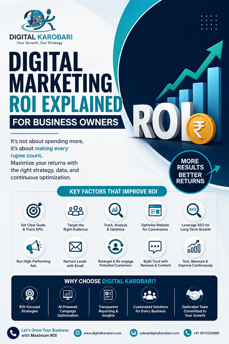 DigitalKarobari's tweet photo. 🚀 Digital Marketing ROI Explained for Business Owners
#DigitalKarobari #DigitalMarketingROI #BusinessGrowth #PerformanceMarketing #GoogleAds #SEO #LeadGeneration #MarketingStrategy #ROI #BusinessSuccess #DigitalMarketing #OnlineGrowth #CustomerAcquisition #DataDrivenMarketing https://t.co/405s4H0N7d