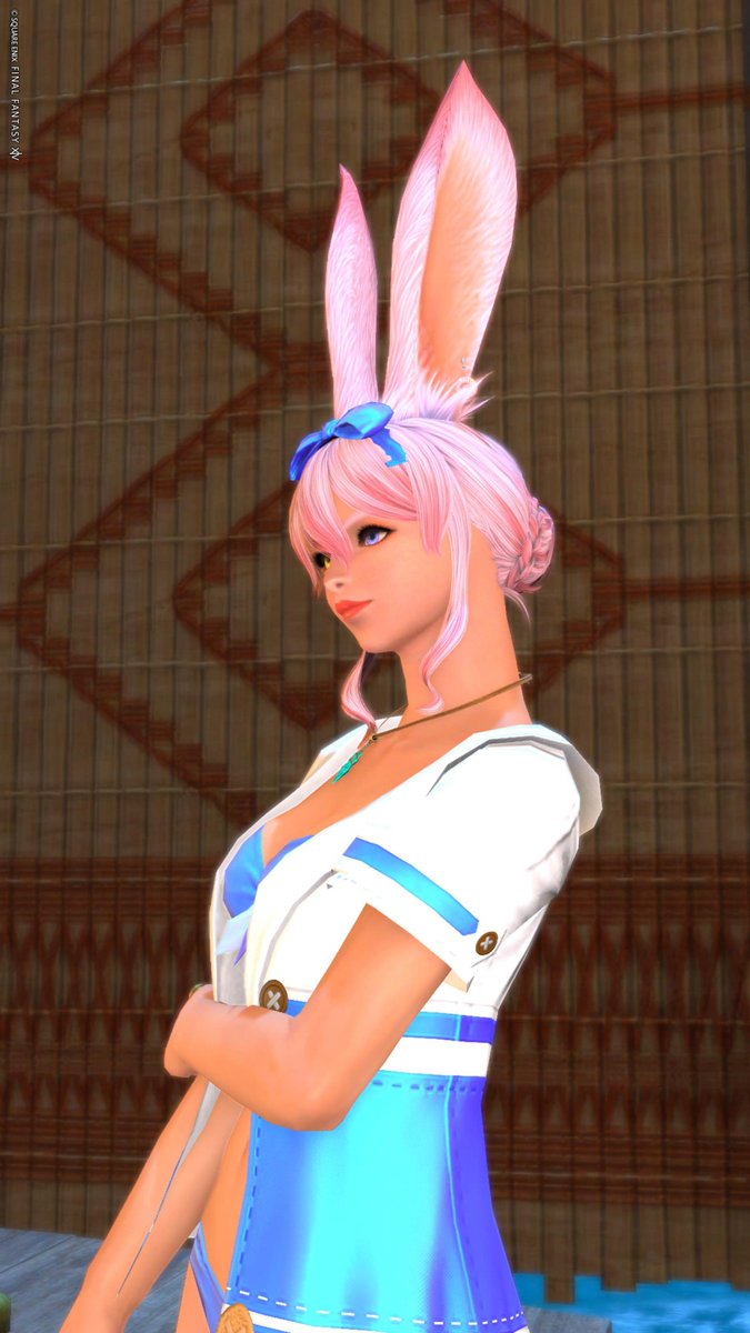 sinnotabi's tweet photo. たいにーさんから新しい髪型を頂いてしまった✨
夏だし水着に合わせるの良さそう😁
#FF14 #クレセントアイル #髪型 https://t.co/zAknyFpJgT