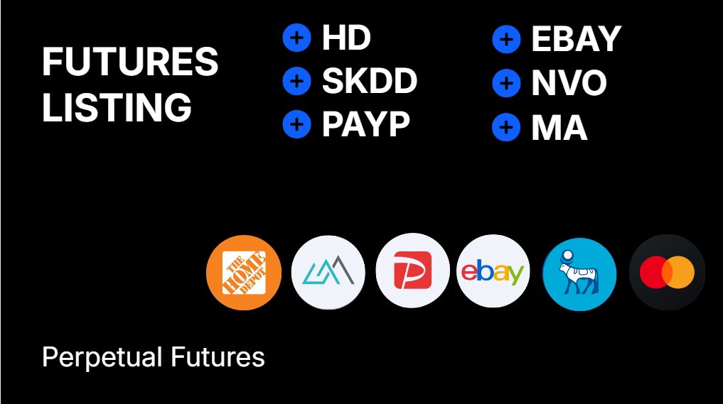 crystal_kwin's tweet photo. You can now trade major global stocks on BingX Perpetual Futures with leverage! 

New listings: 
🔹 $HD (Home Depot) 
🔹 $SKDD 
🔹 $PAYP (PayPal)
🔹 $EBAY (eBay) 
🔹 $NVO (Novo Nordisk)
 🔹 $MA (Mastercard)

#BingX #Trading #StockFutures #TradFi

🧵👇 https://t.co/ZChXSKy8LT