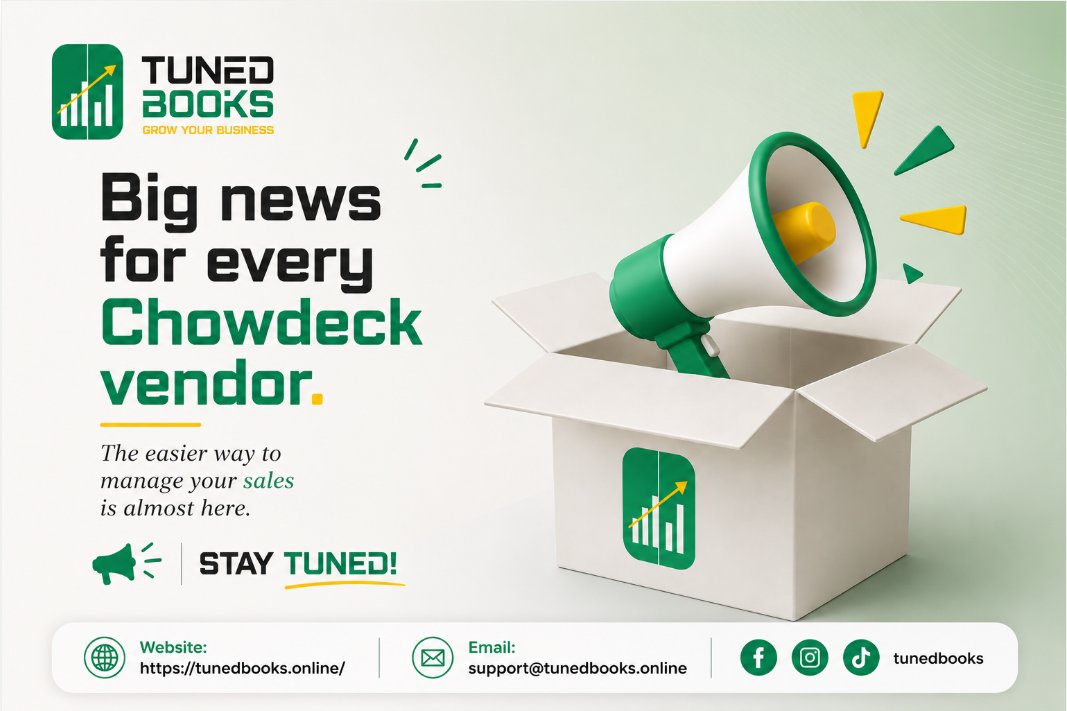 tunedbooks's tweet photo. TunedBooks now connects directly to ur Chowdeck store.
Every order? Auto-recorded. 
Your menu? Synced to your product list. 
Your profit?  visible.
No more manual entry. Do you sell food, pharmacy items, or groceries?
@chowdeck 
#BBNaija2026 #JustUseChowdeck #BBNaijaS11 #BBNaija https://t.co/o4IuxbfTBj