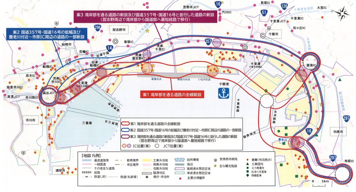k_times_com's tweet photo. 新湾岸道路有識者委員会の第3回が、九段第3合同庁舎で開かれた。新湾岸道路の概略ルート・構造の検討に当たり、湾岸部・市街部双方へのアクセス性に配慮した新ルート案を打ち出した。高架構造を主体とし、「湾岸部を通る道路」および国道と並行する「自動車専用道路」を新設するもので、概算約1兆円。 https://t.co/NI6ZIUBCts