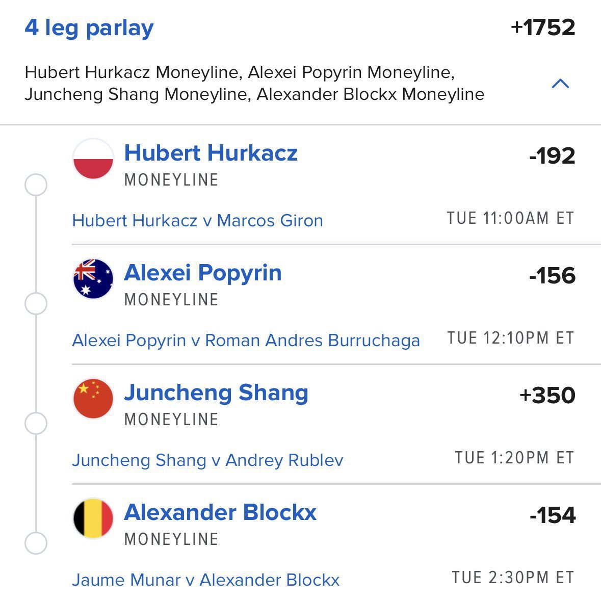 CLINTONnof's tweet photo. The easiest tennis lotto of all time.

@Playbook https://t.co/EFWGC55niU