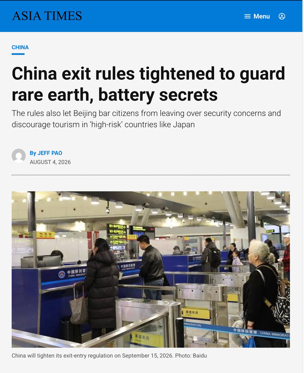 OopsGuess's tweet photo. For years, the West accused China of “stealing intellectual property.”

Now that China possesses decades of hard-earned expertise in rare-earth separation, batteries and solar manufacturing, Western companies are offering Chinese engineers higher salaries, green cards and equity to reproduce those technologies abroad.

When China studies Western technology, it is called theft.

When the West recruits Chinese experts to bypass Chinese export controls, it is called talent mobility.

Hiring an engineer is not automatically theft.

But extracting restricted formulas, process data and proprietary know-how through that engineer certainly can be.

The real Western doctrine was never the protection of intellectual property.

It was ownership in one direction:

Western knowledge belongs to the West.
Chinese knowledge must remain available to the West.

China spent decades building these industrial capabilities.

It has every right to stop foreign competitors from carrying them away inside a suitcase, a laptop—or a recruited engineer.

They called China a thief while waiting outside its factories with recruitment contracts.

The accusation was always a confession.
