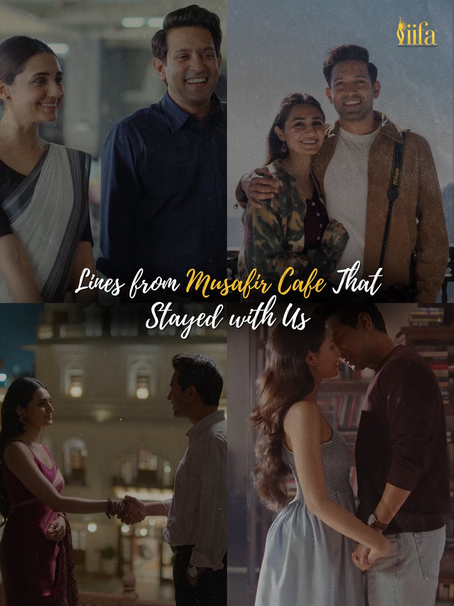IIFA's tweet photo. Sometimes, it's the words that leave the deepest impact. ✨
Musafir Café gave us dialogues that continue to resonate beyond the screen.
Swipe through and tell us which one stayed with you the most.
#IIFA #Bollywood #MusafirCafe https://t.co/GP3L6oj7PT
