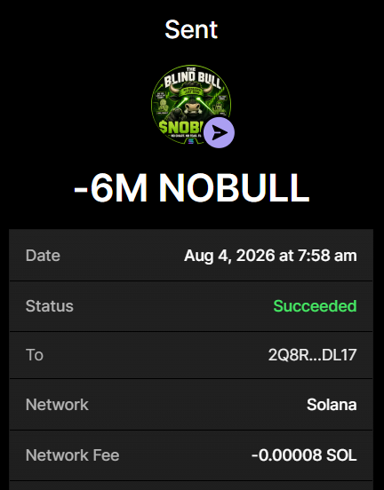 BlindBullNoBull's tweet photo. 6 MILLION $NOBULL [+200% BONUS] acquired for 0.2 SOL Confirmed ✅

Presale Wallet: Gi5CXTFFpUa12Yhu4HVHMgnUWx74PyDzQwF91LknBtrJ

Presale: https://t.co/wxxm0inpDq

Min 0.2 SOL

0.2 SOL = 6 Million $NOBULL + 200%
1 SOL = 30 Million $NOBULL + 200%
5 SOL = 300 Million $NOBULL + 500%
10 SOL = 1.1 Billion $NOBULL +1000%

You receive your $NOBULL after your purchase is confirmed.

Retweet & Drop your wallet for exclusive airdrop to 200 People