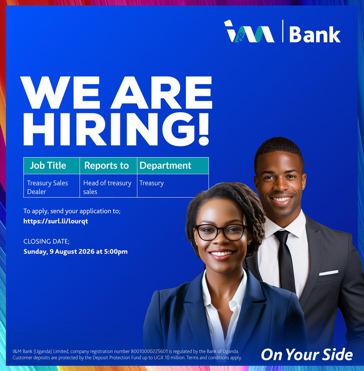 imbankug's tweet photo. NOW HIRING:

To apply, send your application before Sunday, 9th August 2026, at 5:00 pm to: https://t.co/fTEJTQCrZ7 
#OnYourSide https://t.co/R40E79eUdV