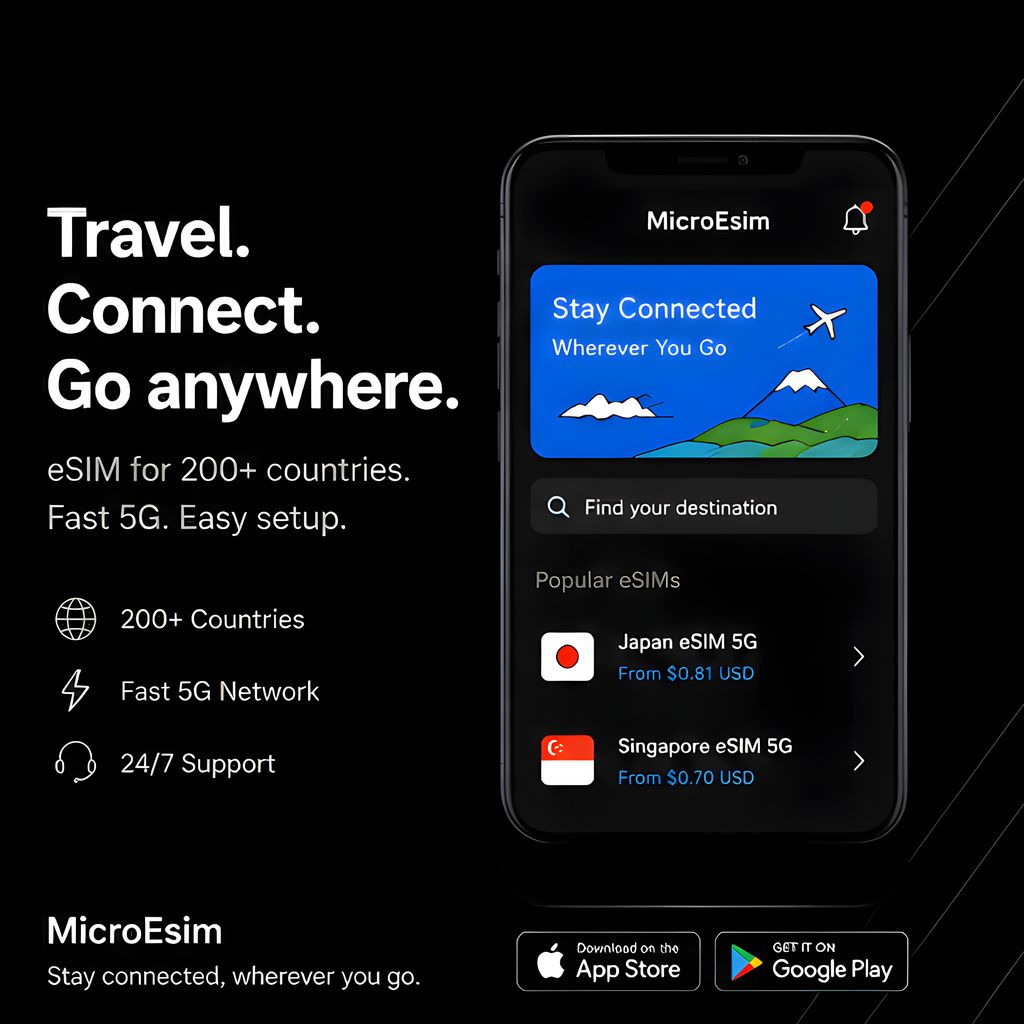MicroEsim's tweet photo. MicroEsim App— the smarter way to stay connected anywhere.

🌍 200+ countries — one app, global coverage
⚡ 5G speeds — fast, reliable, seamless
📱 Instant setup — no store visit, no waiting
💬 24/7 support — we're here when you need us

Install once. Travel worldwide.✈️ https://t.co/MU0SoRfENc