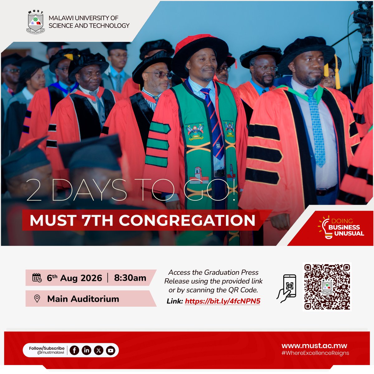 mustmalawi's tweet photo. ๐๐ฉ๐๐ซ๐๐ค๐๐ณ๐ข ๐๐ฅ๐ข ๐ซ๐๐๐๐ฒ!
Our academic staff are ready to lead the ceremony as we celebrate the achievements of the Class of 2026.
2 DAYS TO THE BIG DAY.
#MUSTGraduation2026
#WhereExcellenceReigns https://t.co/amtbX02y1z