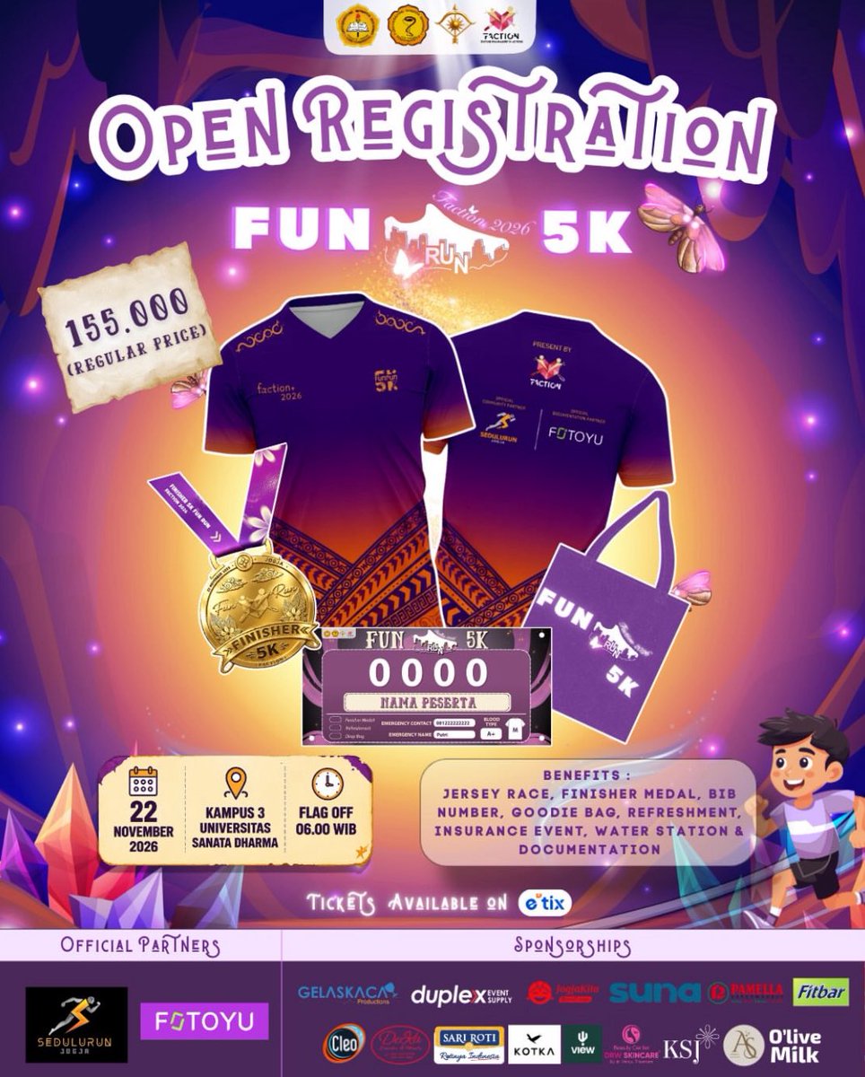 gryfndrr's tweet photo. hehe btw aku kebetulan jadi panitia event di kampus dan salah satu event nya itu ada Fun Run 5K๐
temen" yg suka lari, olahraga atau pelari kalcer khususnya yg dom jogja bisa kali join ini eventnya november xixixi๐ซฐ๐ผ
#eventjogja #funrun5k #eventfunrun https://t.co/9lAu6WK8RL