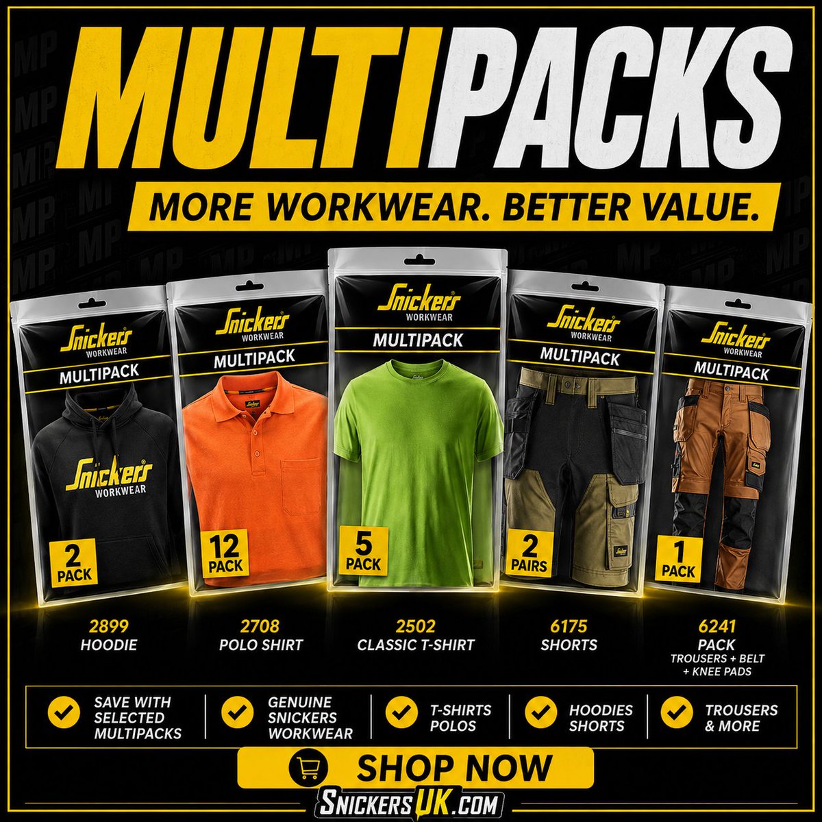 SnickersUKcom's tweet photo. 👕 More Workwear. Better Value.

Save with Snickers Workwear Multipacks across T-Shirts, Polos, Hoodies, Shorts and Trousers.

👉 https://t.co/zCgqEvfe8A

#SnickersWorkwear #Workwear https://t.co/6b78ulNbmE