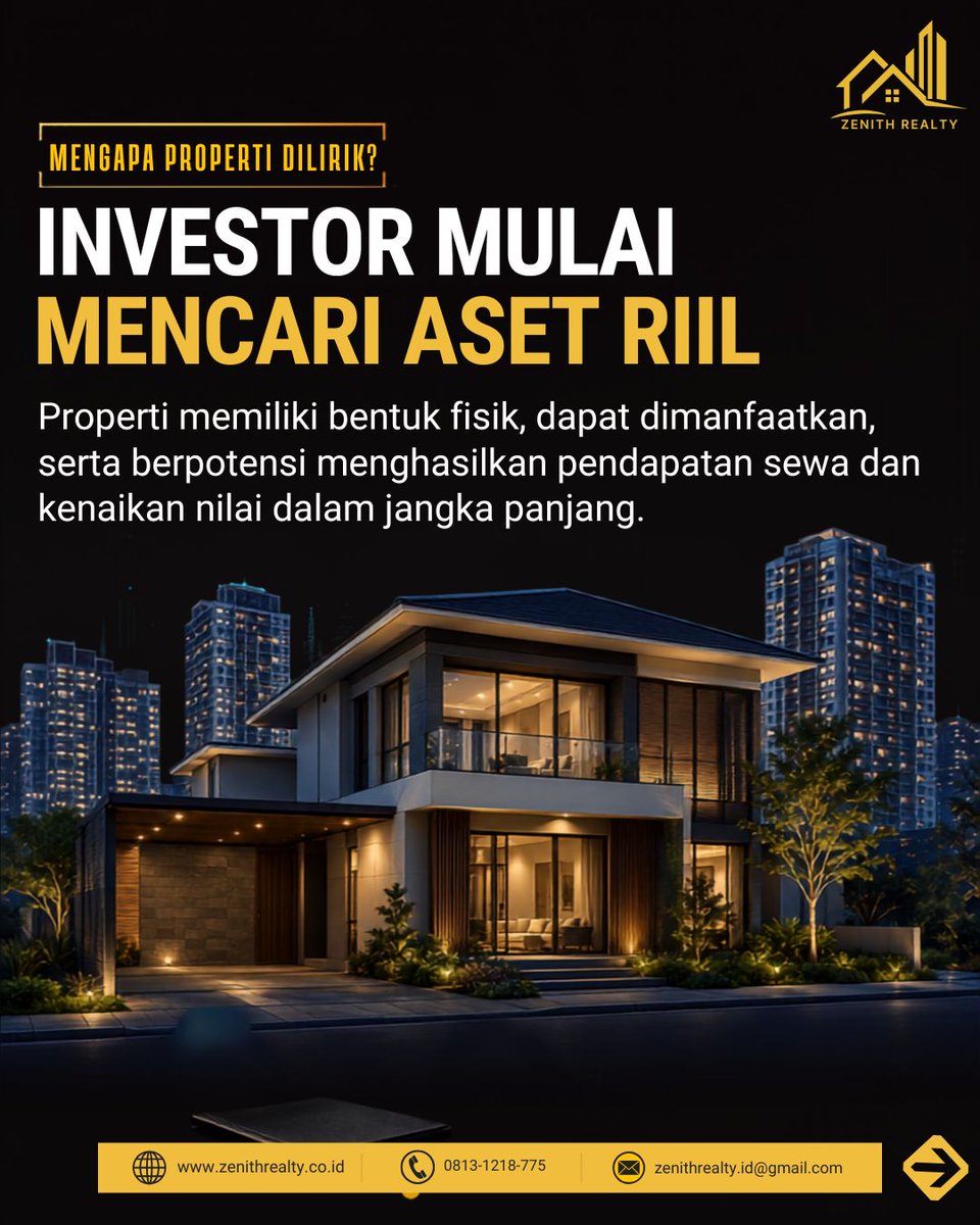 ZenithRealty_id's tweet photo. Pasar bergejolak bukan berarti keputusan investasi harus berhenti. Ketika saham bergerak fluktuatif dan ketidakpastian ekonomi masih membayangi, aset riil seperti properti dapat dipertimbangkan sebagai bagian dari strategi diversifikasi.

#ZenithRealty #InvestasiProperti https://t.co/dRsKkozc0U