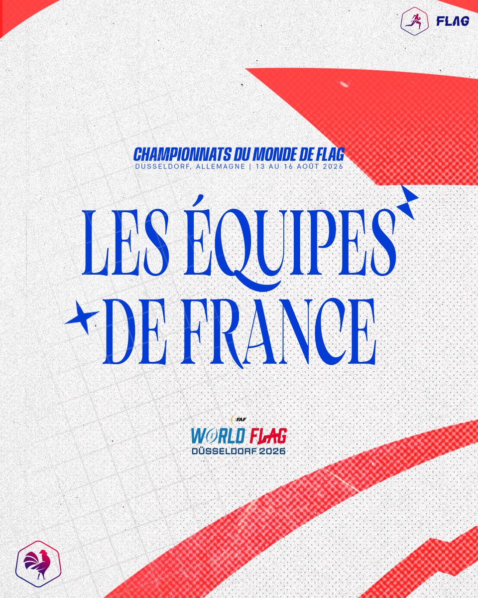 FFFA_officiel's tweet photo. Les Équipes de France pour les Championnats du Monde IFAF 2026 à Dusseldorf ! 🏆

Retrouvez les 12 joueurs et 12 joueuses sélectionné(e)s par les staff des Equipes de France de flag football, à 9 jours du début de la compétition la plus importante. https://t.co/X4o6Xo3lqo