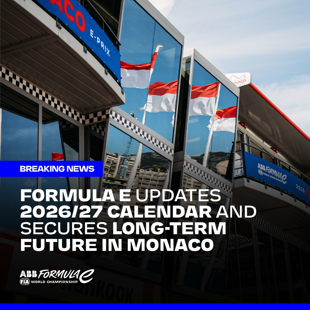 FIAFormulaE's tweet photo. Update your calendars 🗓️✍️

Formula E will be returning to Monaco through to 2031 after extending our partnership with @ACM_Media

Join us for the #MonacoEPrix next season earlier than planned, on the new dates of May 1-2, 2027 🙌

#FormulaE https://t.co/hrVQBHZlaa