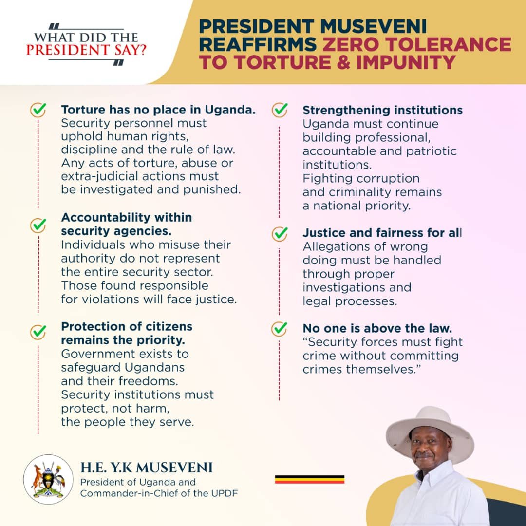 kyosimire_'s tweet photo. H.E. @KagutaMuseveni does not condone torture and impunity. In case you missed his article recently, here are some highlights.
#OpenGovUg https://t.co/ALiDhGlNEZ