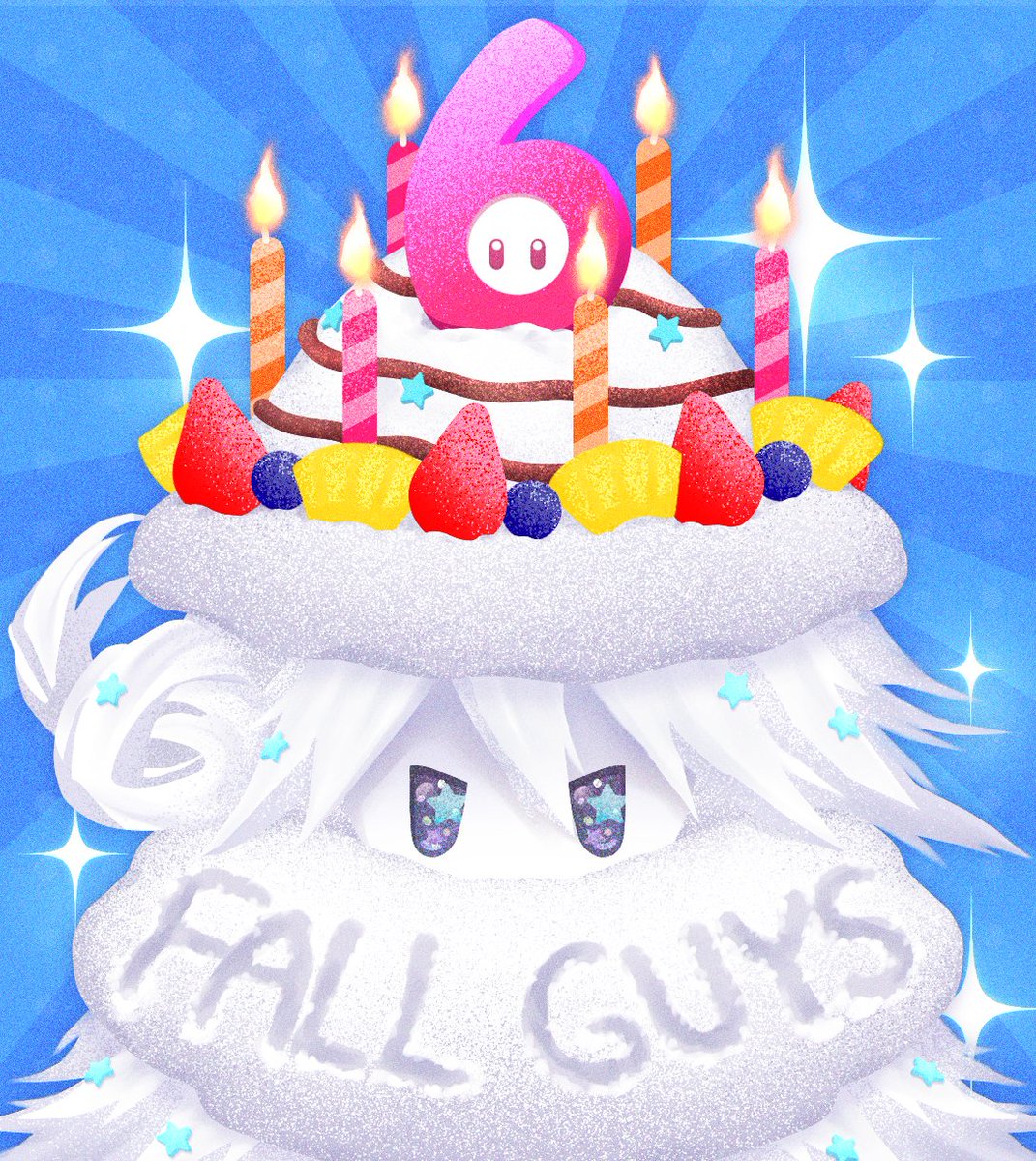 shinybaldbean's tweet photo. フサまめ（6周年のすがた）
#fallguysart 
#HappyBeanDay https://t.co/qRIuhGkQ8v