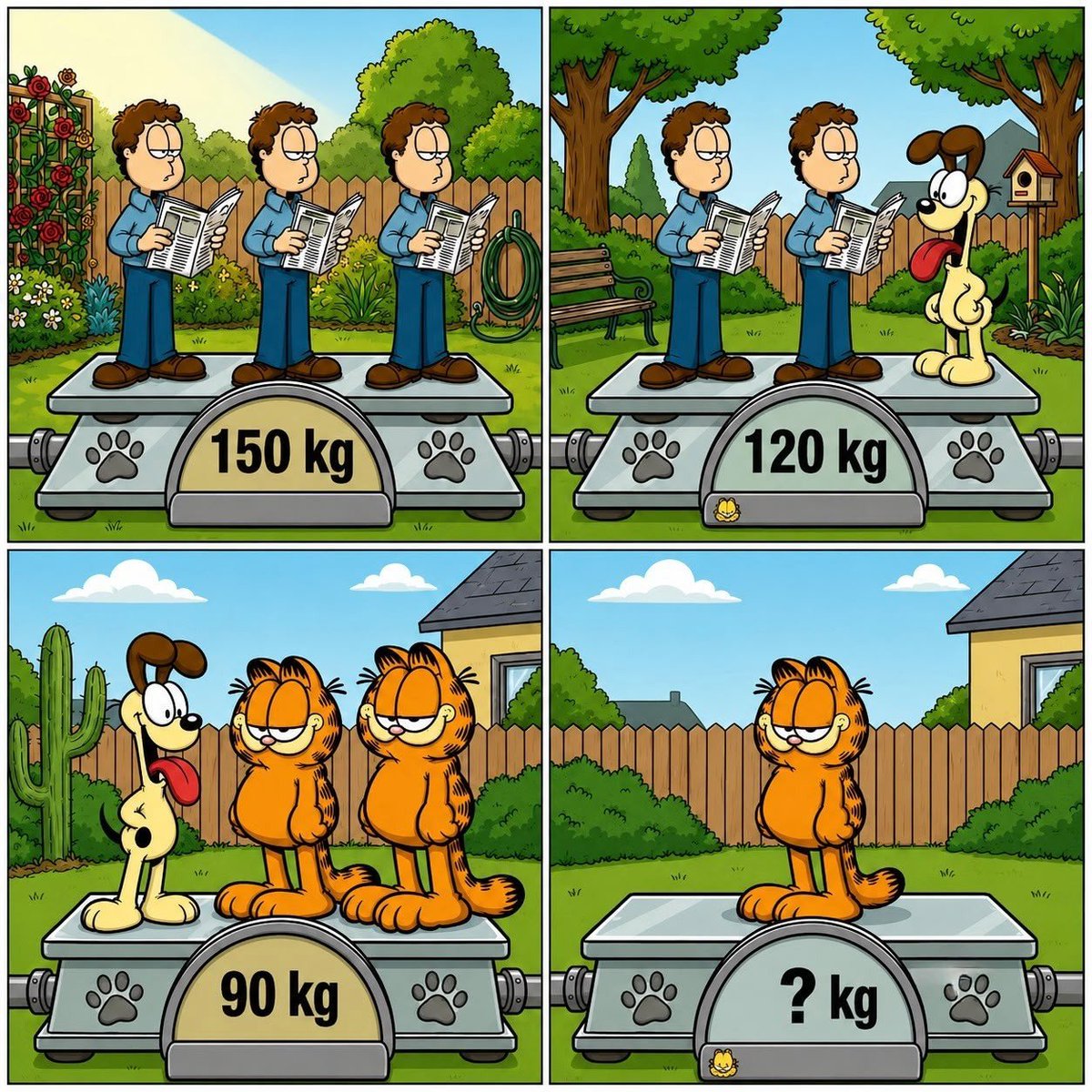 Rohitash_Ias's tweet photo. If you solve this, you are a genius. How much does Garfield weigh? https://t.co/hCVNUoIv6B