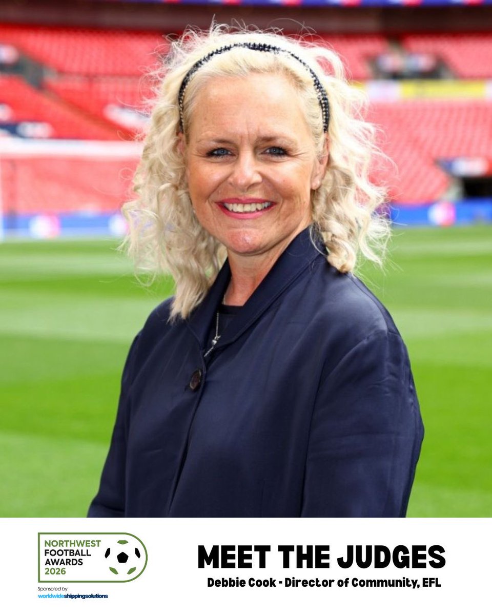 NWFAwards's tweet photo. Meet the Judges | Debbie Cook, Director of Community at the EFL. 

With a wealth of experience championing the positive impact football has in communities across the country, Debbie brings invaluable insight to the 2026 judging panel. 

👏#NWFA2026 https://t.co/NxCMXQRjcO