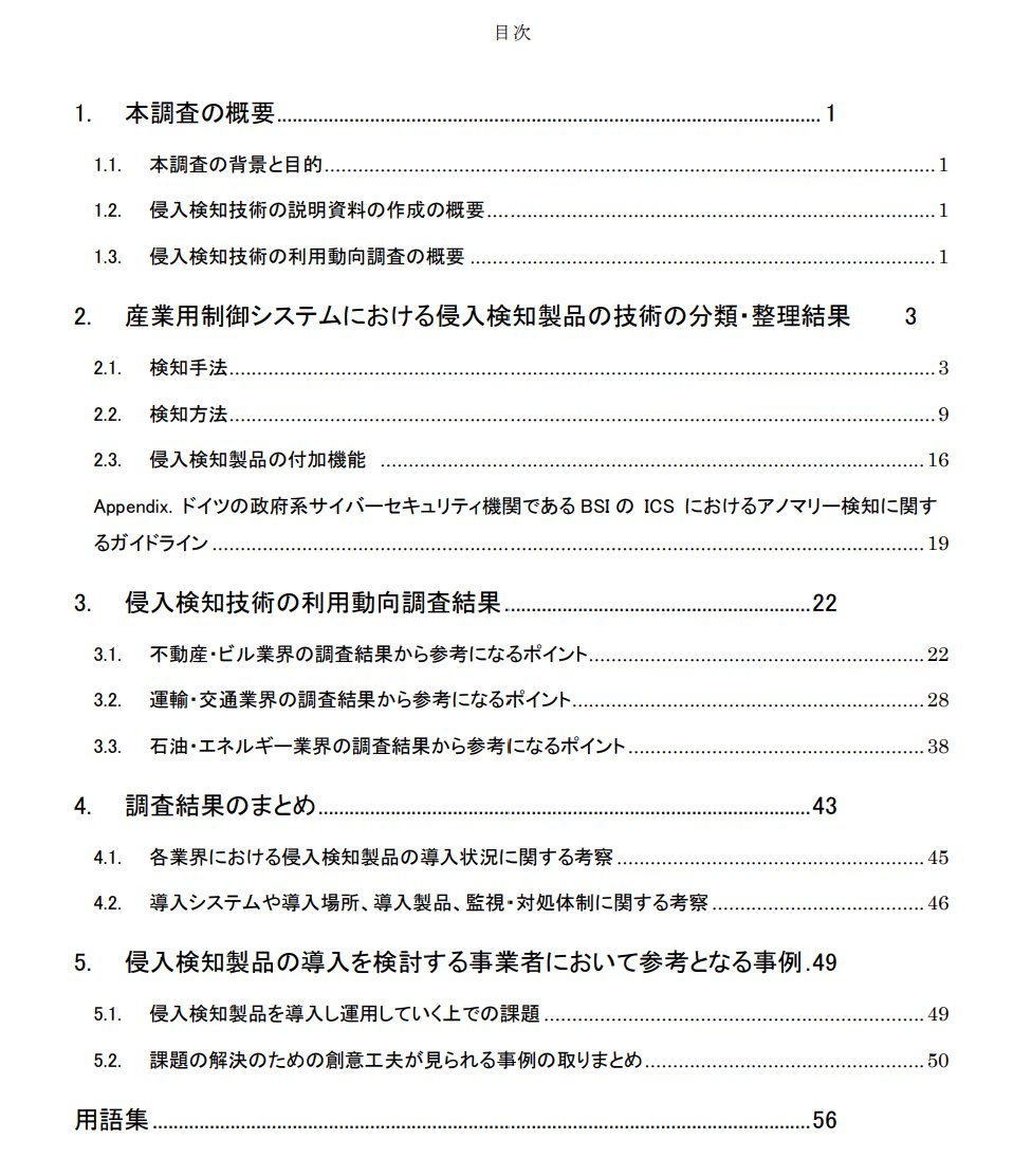 no_kijin23721's tweet photo. 「産業用制御システム向け侵入検知製品の実装技術の調査 調査報告書」

2.1.検知方法で、IDSをシグネチャー型、ルールベース（仕様ベース）、振る舞い検知型、量的解析（フローベース）、質的解析（コンテンツベース）、サンドボックス型、ステートフルプロトコル解析の7種類に分類 https://t.co/w28pVy3R1u