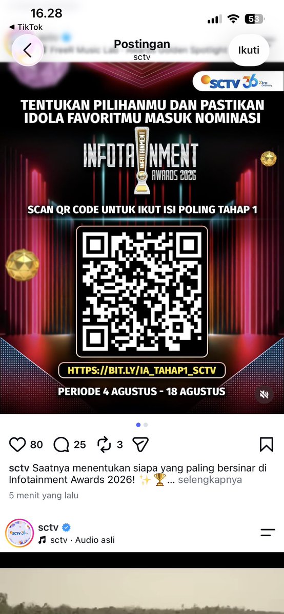 a31042338's tweet photo. JANGAN LUPA VOTE ARYA MOHAN DAN AQEELA CALISTA DI INFOTAINMENT AWWARD 2026 

link https://t.co/h0KurZjBcs https://t.co/oKzAqcjt74
