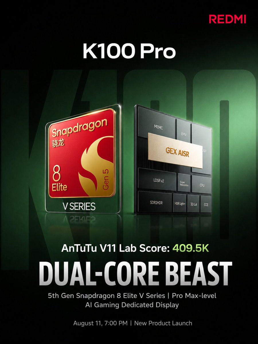 Ashishts07's tweet photo. Redmi K100 Pro To Use A Snapdragon 8 Elite Gen 5 V SoC, Design And Key Specs Revealed.
#Xiaomi #K100Pro #Redmi #RedmiK100Pro https://t.co/yzM5AjlUtV