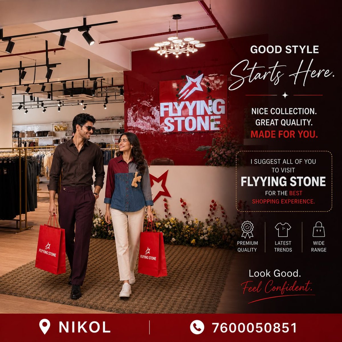 MayurKachhadia's tweet photo. Upgrade Your Wardrobe Today! ๐๏ธโจ
Discover premium quality fashion made for EVERY YOU! Men & Women ki exclusive aur trendy fashion collection ke liye aaj hi visit karein @FlyyingStone
#FlyyingStoneNikol #AhmedabadClothing #FashionHub #PremiumApparel #NikolAhmedabad #Streetwear https://t.co/USxQVCNCGf