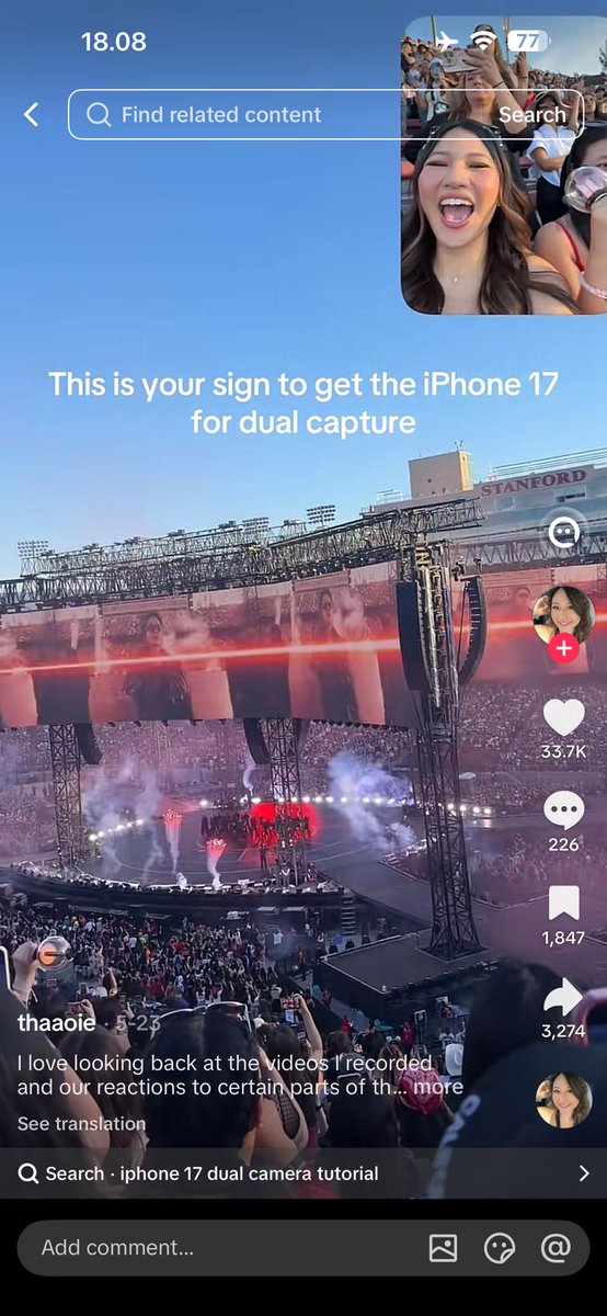 coernitis's tweet photo. btw buat yg pake iphone 17 kebawah terus mau ngefancam sambil ngerekam reaction kalian bisa pake jg fitur utama nya yg “dual”😍 sebenarnya fitur kayak gini udh ada di kamera bawaan iphone tp baru bisa di seri iphone 17. jadi kalo kalian mau ala-ala kayak pict pertama bisa pake app ini jg, cara pakenya sama kok. buka fitur dual camera trs geser kebagian “dual” kayak contoh di pict kedua.