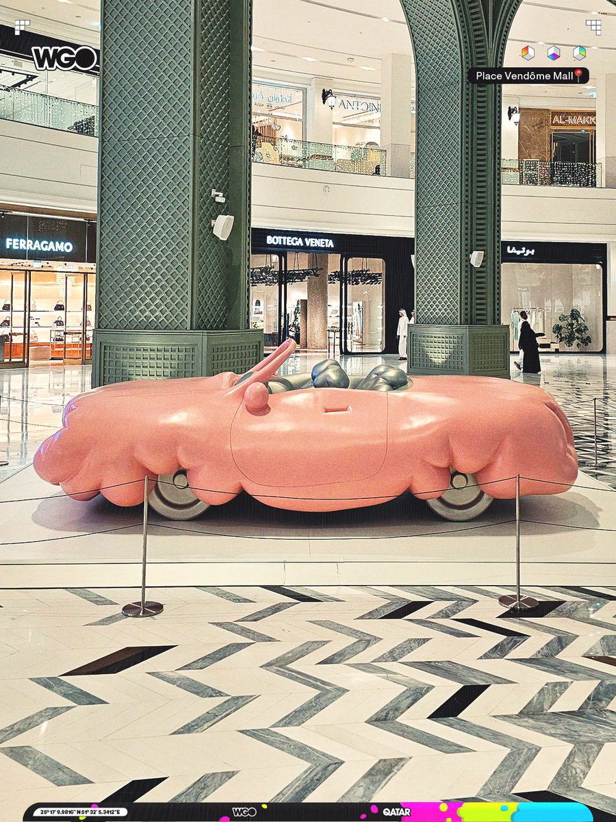 wgoqatar's tweet photo. A striking new masterpiece has arrived at Place Vendome! Qatar Museums just unveiled Pink Convertible Big, a bold installation by renowned artist Erwin Wurm.

#QatarMuseums #ErwinWurm #PlaceVendome #PublicArt #DohaArt https://t.co/ixUjxS8qS0