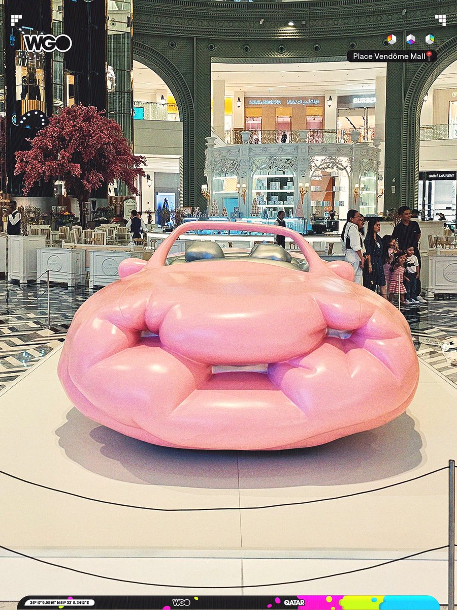 wgoqatar's tweet photo. A striking new masterpiece has arrived at Place Vendome! Qatar Museums just unveiled Pink Convertible Big, a bold installation by renowned artist Erwin Wurm.

#QatarMuseums #ErwinWurm #PlaceVendome #PublicArt #DohaArt https://t.co/ixUjxS8qS0