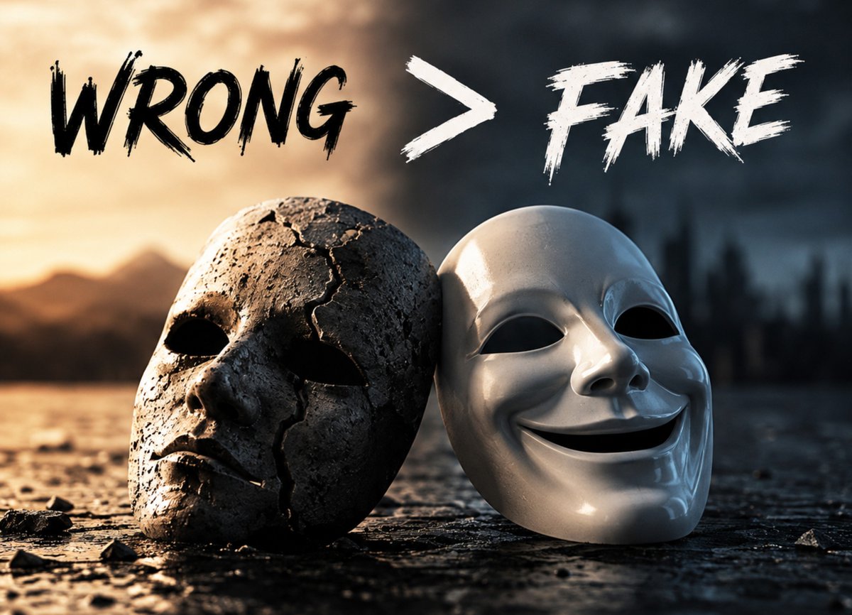 DegeneraTON's tweet photo. I'd rather be WRONG than FAKE. 🎭❌️ https://t.co/woAV1o0GSP