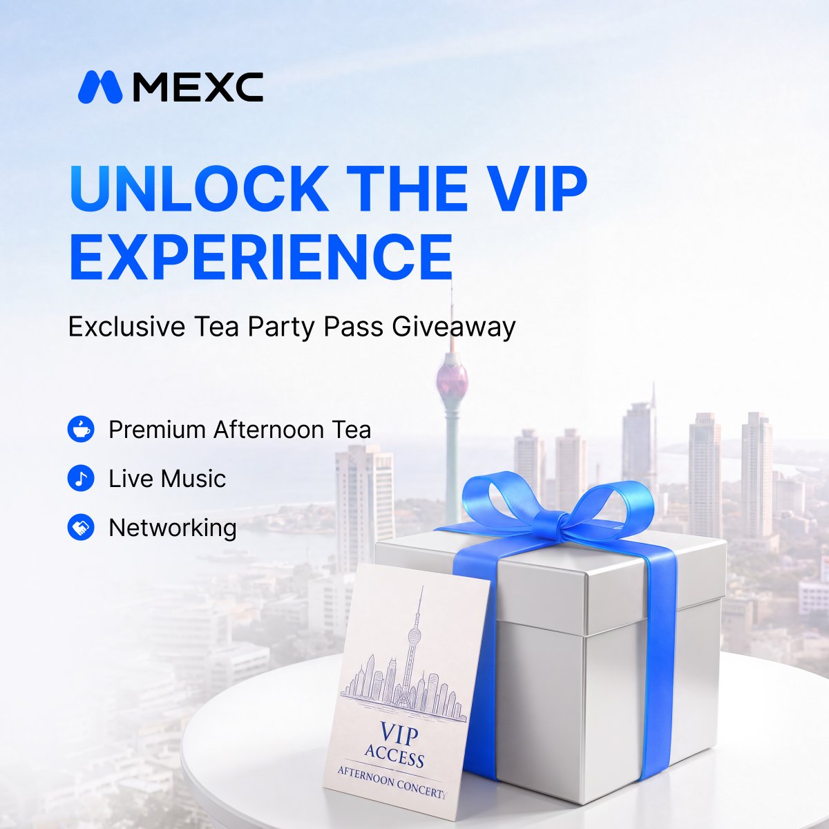 MEXC_SriLanka's tweet photo. 🎟️ Connect & Celebrate with MEXC ☕✨
We're giving 5 lucky user's the chance to join the exclusive @MEXC Summer Musical Afternoon Tea before the Yohani Live Concert in Colombo. 🎶💙

Steps To enter:
✅ Follow @MEXC_SriLanka 
🔄 Like & Repost this Tweet
💬 Tell us why you deserve to win + Include your MEXC UID

🏆 5 Lucky Users will get Exclusive Pass.
📅 Ends: Aug 6, 11:59 PM (SLST)

Join us for premium tea, live music, networking, and unforgettable memories. ☕🎵