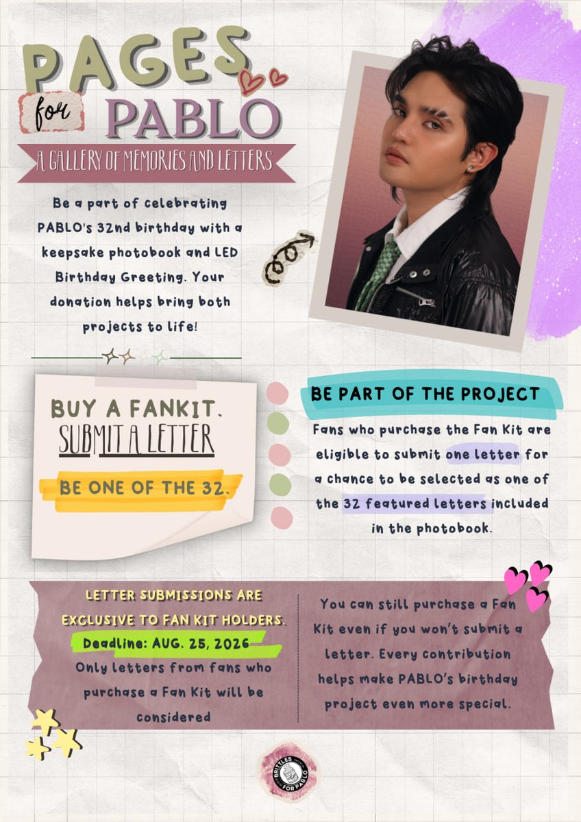 Brittles4Pablo's tweet photo. Let's fill his birthday with memories, love, and a few happy tears. Help us gift him a keepsake photobook and light up his birthday this September! 📖✨

🗓️ Aug. 25 • 9:14 PM PHT
🔗 https://t.co/VpumA8fxZA

🎒 Tsuno Bag Design: @supseerior

#PABLO #32PagesForPABLO https://t.co/be7UqGi1sw