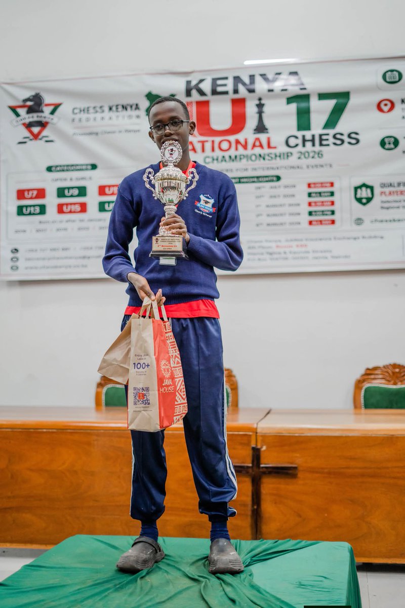 EpitomeChess's tweet photo. Congratulations to our player Nevin Nduati on emerging as 2nd Runner-Up at the Kenya U17 National Chess Championship 2026♟️🏆

@EpitomeChess wishes you continued success as you reach  greater heights in your chess journey. The future is bright! Keep making your moves count! 🎉👏 https://t.co/Sq5wDoJ5cL