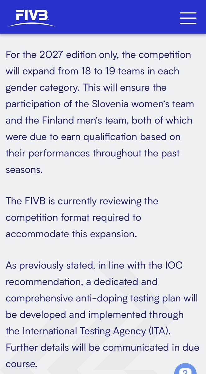 theoldyogi2's tweet photo. FIVB แถลงการณ์
หลังประชุมกับสมาคมวอลเลย์จากหลายประเทศ FIVB ตัดสินใจว่า VNL 2027 จะเพิ่มจาก 18 เป็น 19 ทีม / เพศ และ หนึ่งในทีมที่จะมาร่วมแข่ง VNL27 คือรัสเซีย ทั้งชายและหญิง นอกจากนั้นเพื่อให้เป็นไปตามกฎ VNL ทีมชายจะมีฟินแลนด์ และทีมหญิงจะมี Slovenia -ต่อ https://t.co/RsULUim5ac